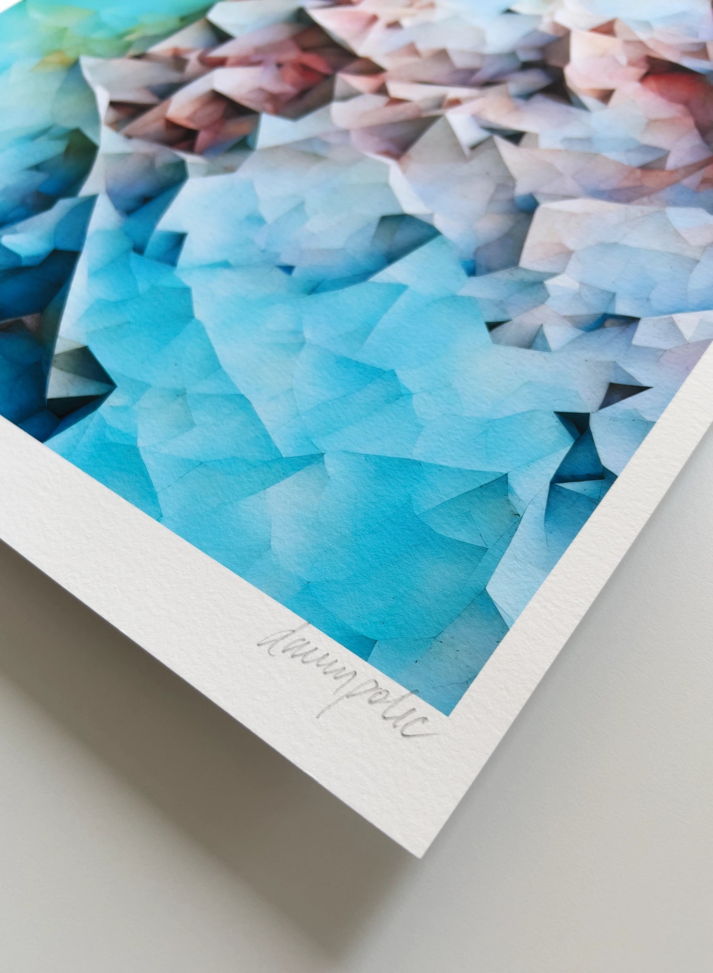 A close up detail of the artist Damir Polic's hand-signed signature in the lower right corner of the print.