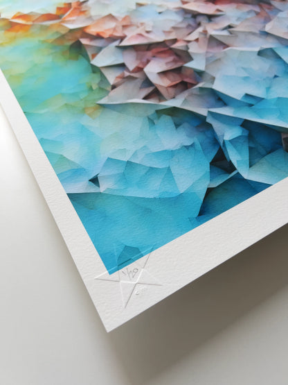 A close up detail of the hand-written limited edition number in the lower left corner of the print.