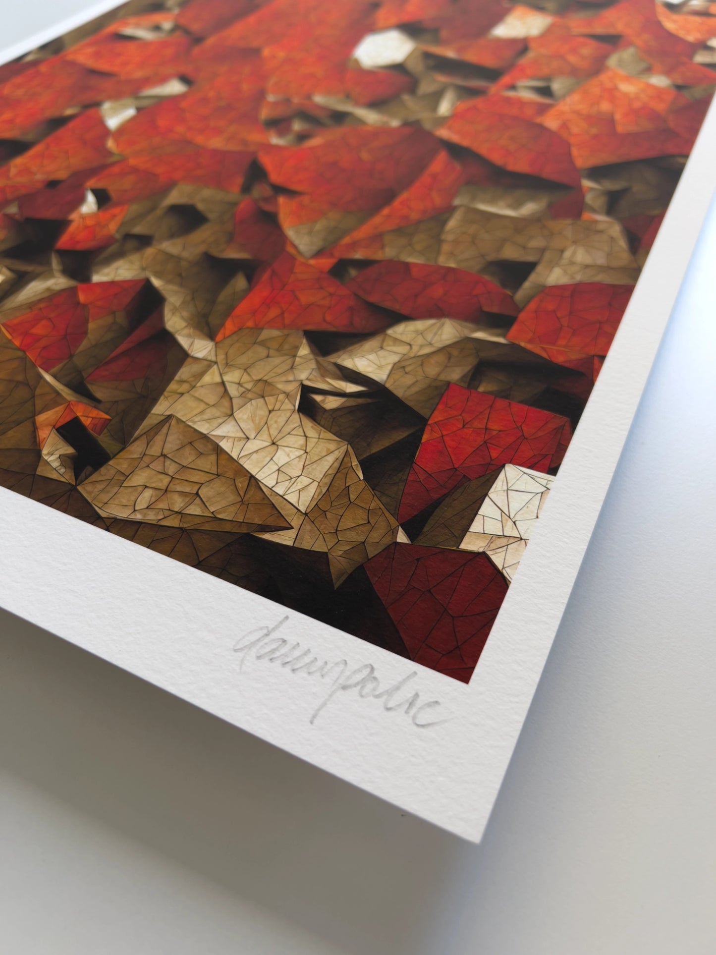 A close up detail of the artist Damir Polic's hand-signed signature in the lower right corner of the print.