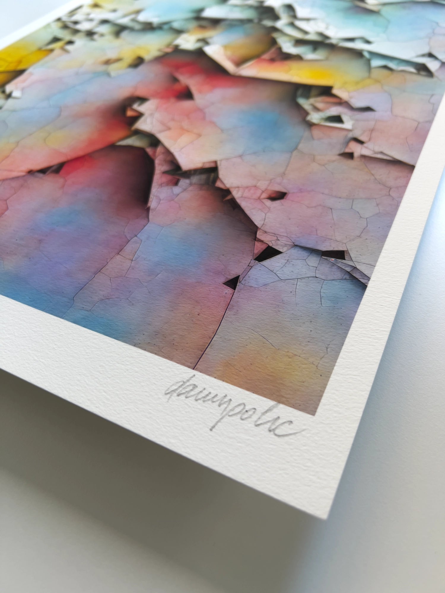 A close up detail of the artist Damir Polic's hand-signed signature in the lower right corner of the print.