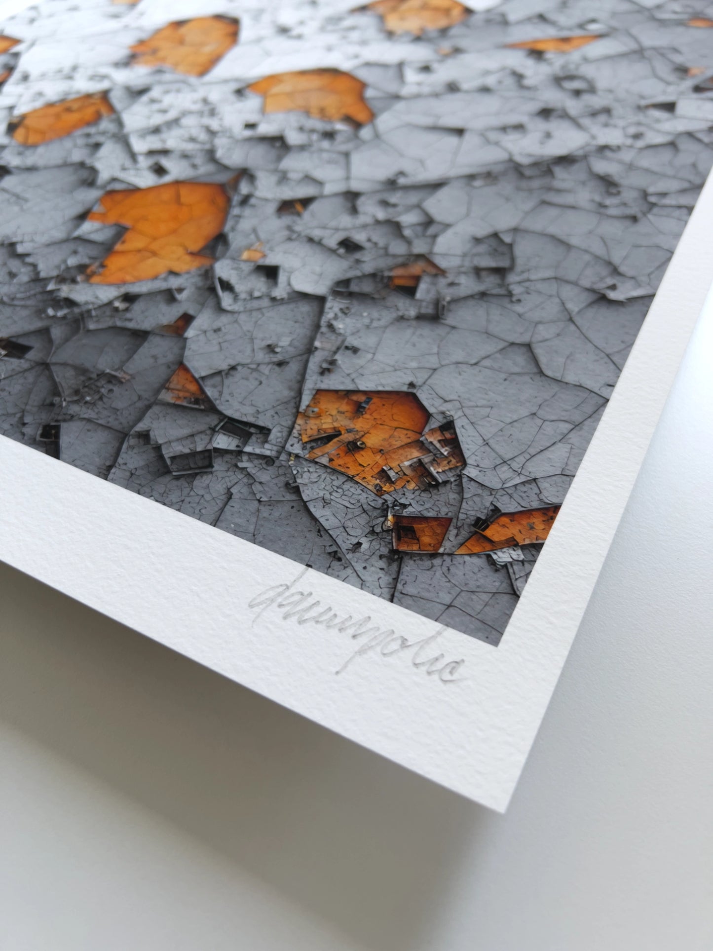A close up detail of the artist Damir Polic's hand-signed signature in the lower right corner of the print.
