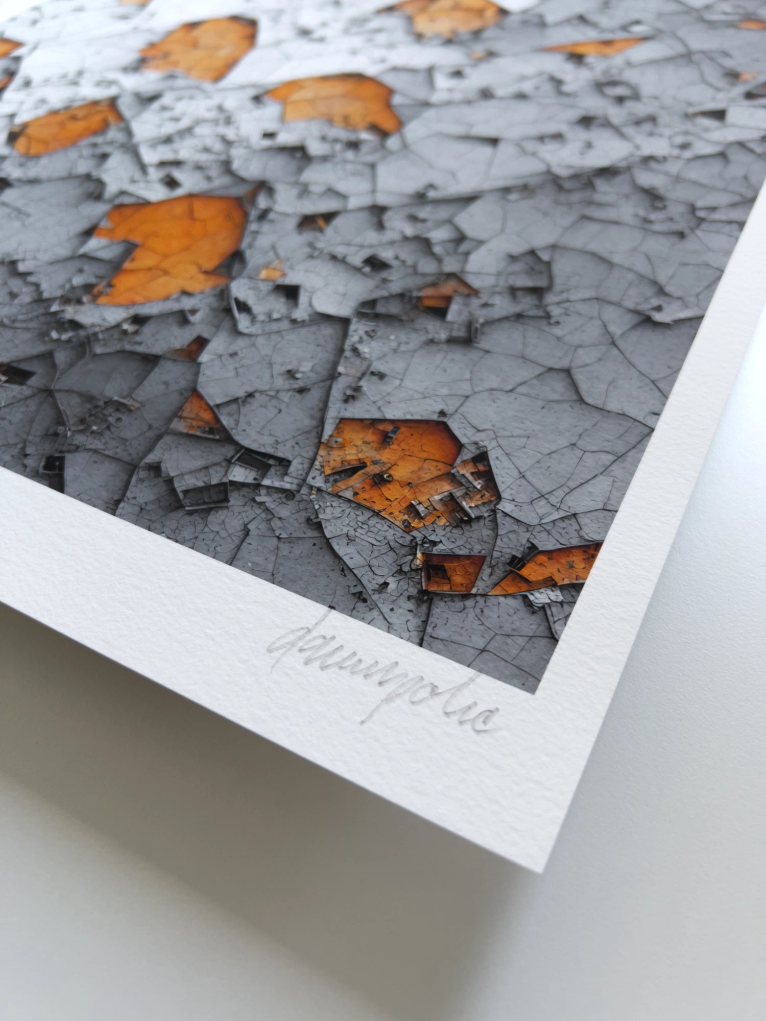 A close up detail of the artist Damir Polic's hand-signed signature in the lower right corner of the print.