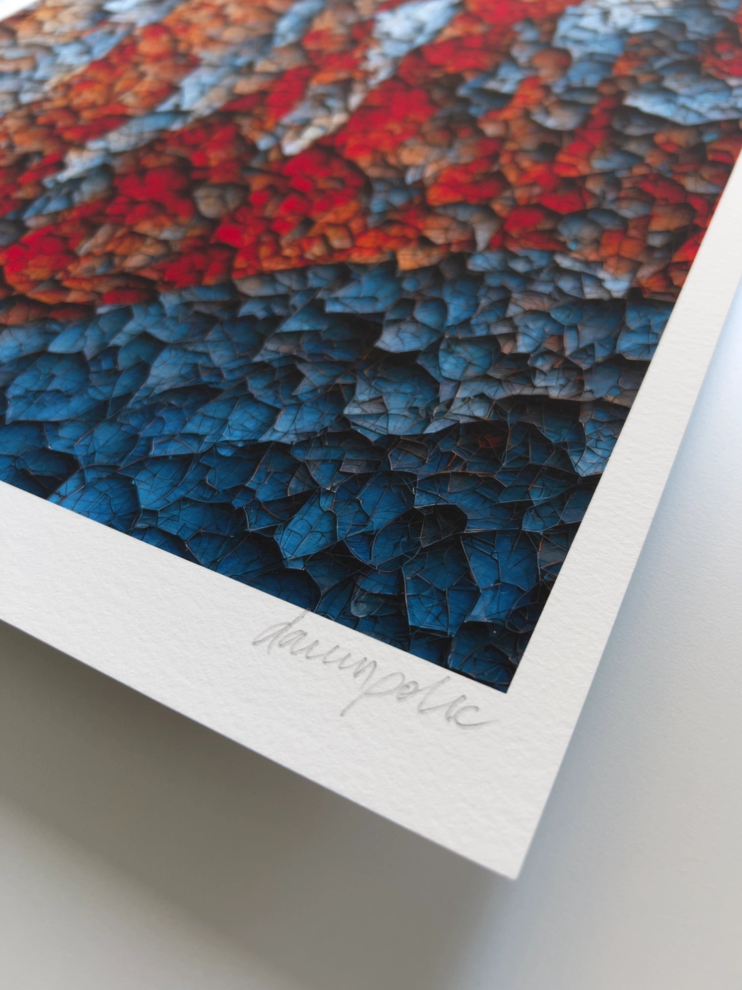 A close up detail of the artist Damir Polic's hand-signed signature in the lower right corner of the print.